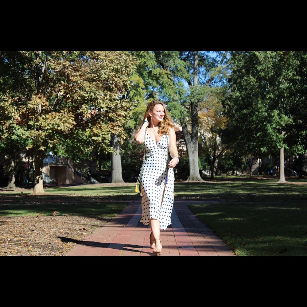 Black and white polka dot dress